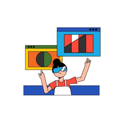 Woman Using a Vr Interface Illustration