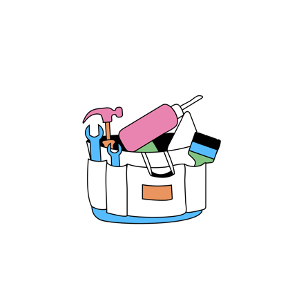 Cartoon Toolbox with Repair Tools Illustration