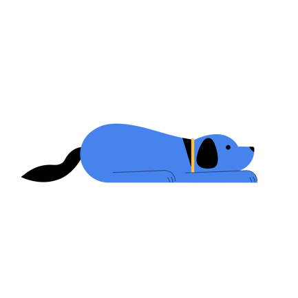 Cute Blue Dog Lying down Animation