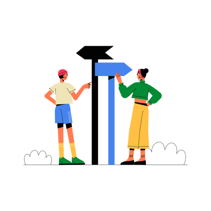 Diverse People at Sign Post Making Choices Illustration
