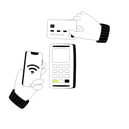 Contactless Payment Illustration in Line Art Style