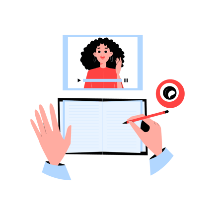 Taking Lecture Notes Illustration in Duotone Style