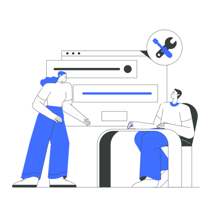 Website Settings Illustration with Man and Woman