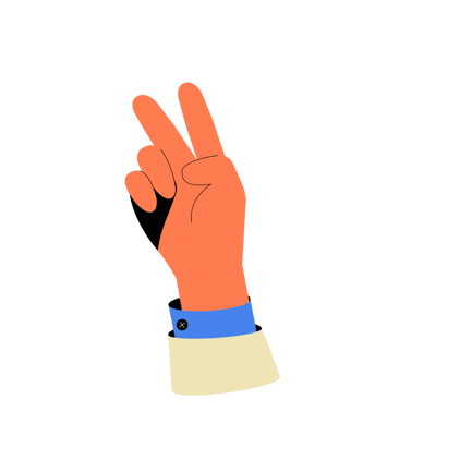 Geste animé de signe de paix de la main