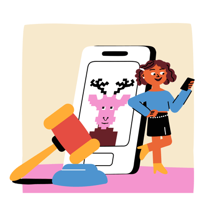 Woman Bidding on Nft via Mobile App