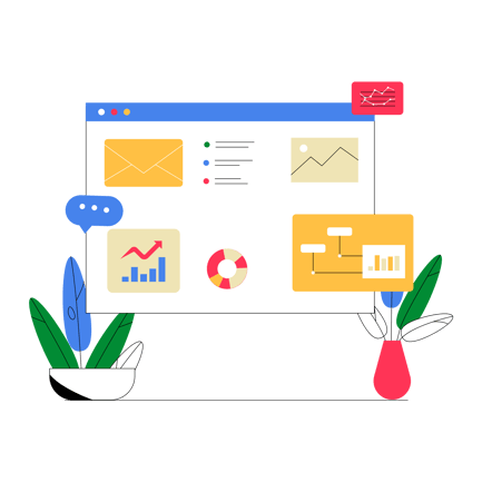Flat Style Business Data Dashboard with Charts and Graphs