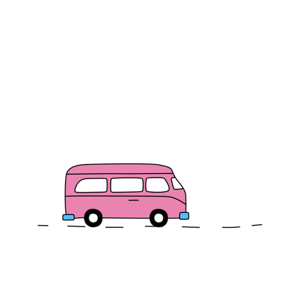 Animated Pink Van Driving on the Road