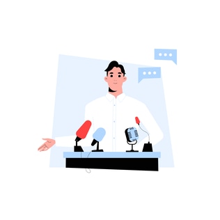 Business Speaker at Podium Duotone Style Illustration