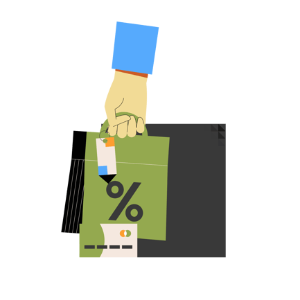 Hand Holding Retail Shopping Bags Illustration