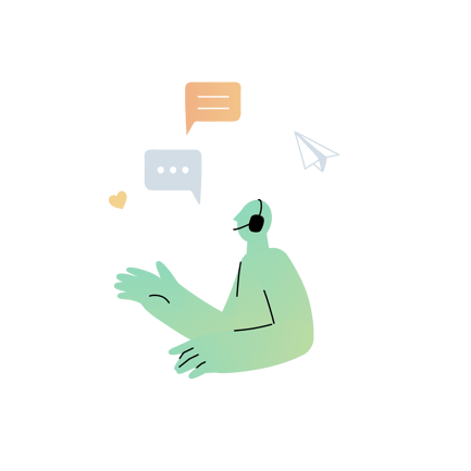 Customer Service Representative with Chat Bubbles