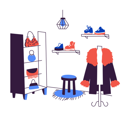 Salle d'exposition de boutiques de mode