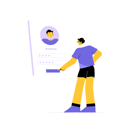 Man Logging in to Account Duotone Illustration