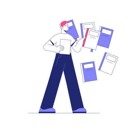 Man Carrying Books for Reading Assignment Illustration