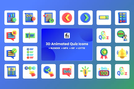 Preview: 3D Animated Quiz Icon Set