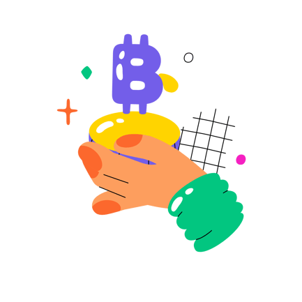 Hand Holding a Bitcoin Coin Illustration
