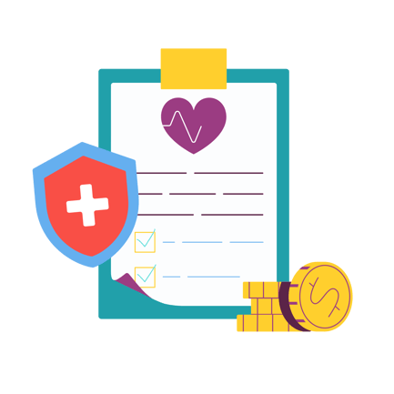 Medical Insurance Clipboard With Coins