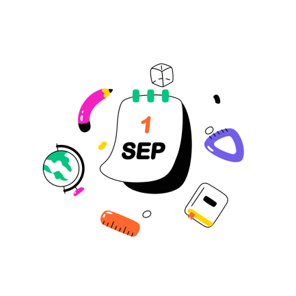 September First Cartoon School Day Illustration