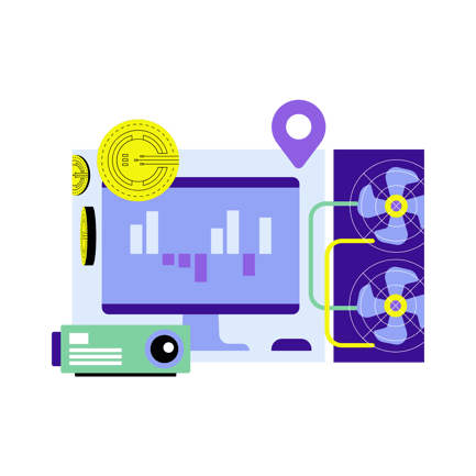 Cryptocurrency Mining Farm Illustration