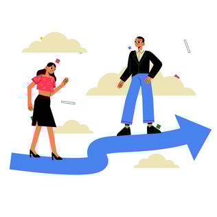 Corporate Teamwork Leading to Success Illustration