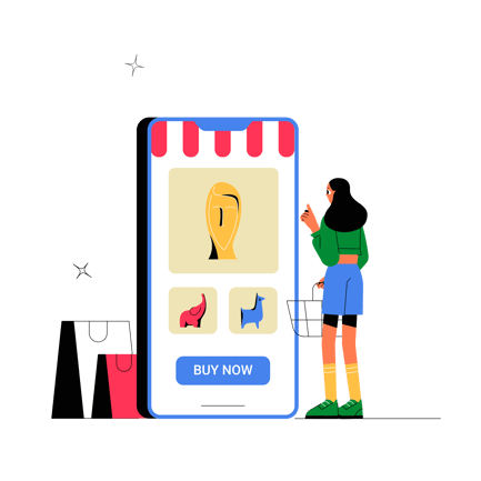 Online Sculpture Shop Flat Illustration