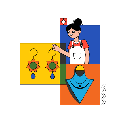 Geometric Woman with Jewelry Illustration