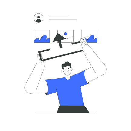 Man Uploading Images to Social Media