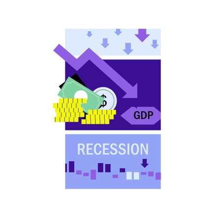 Economic Recession Illustration with Falling Gdp