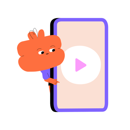 Animated Character Peeking from Behind a Smartphone