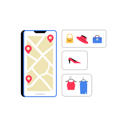 Shops on Map Illustration