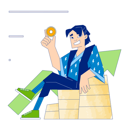 Man Sitting on Stacks of Coins With Financial Growth Chart in the Background