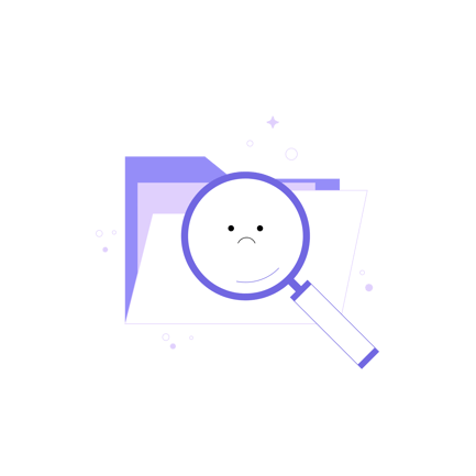 Carpeta sin coincidencias con lupa estilo duotono