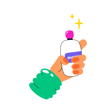 Hand Holding Shampoo Bottle Illustration