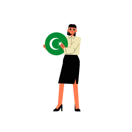 Woman Holding Islamic Crescent Star Symbol