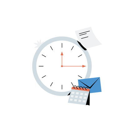 Deadline Illustration with Clock and Calendar in Flat Style