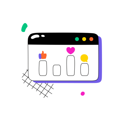 Cartoon Engagement Metrics Graph Illustration