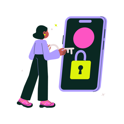 Cartoon Woman Unlocking Phone Animation