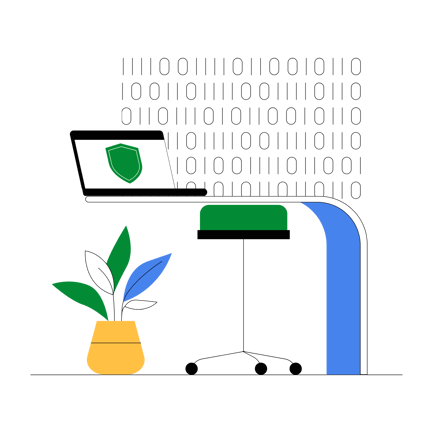 Binary System Illustration with Shield Icon