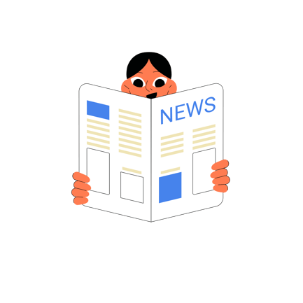 Person Reading News Illustration in Flat Style