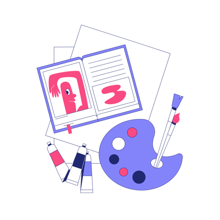 Duotone Painting Lesson Still Life Illustration