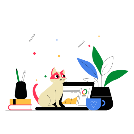 Cat Working from Home Illustration