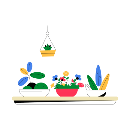Flowerpots Flat Illustration