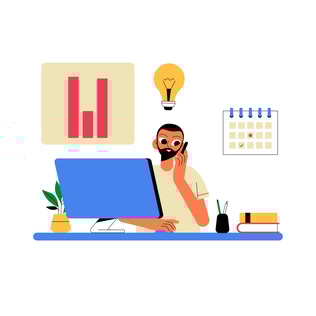 Business Manager at Desk Animated Illustration