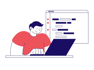 Man Developer Writing Programming Code