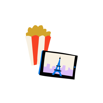 Tablette et pop-corn