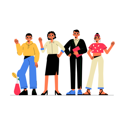 Diverse Team Waving Hello Animation