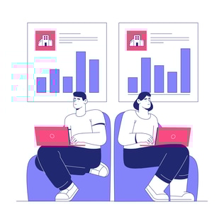 Content Writers at Work Duotone Illustration