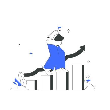 Seo Control: Man Climbing Bar Chart Animation