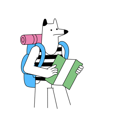 Hiking Adventure Planning Dog Reading Map