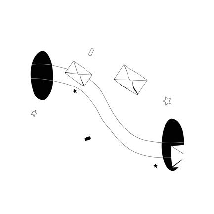 Enviando mensagens por meio de portais Line Art Illustration