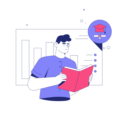 Man Reading a Book with Graduation Cap Icon